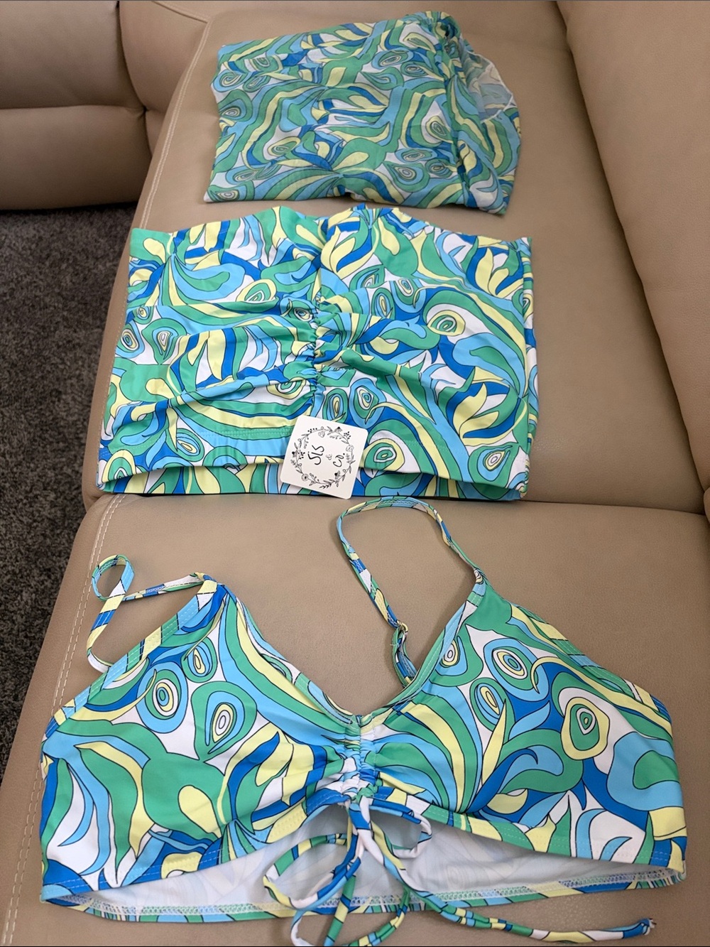 Sis and Co three-piece bathing suit set.